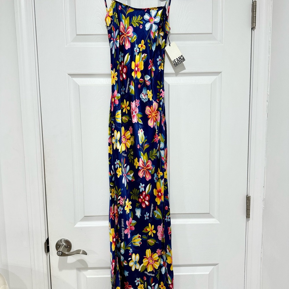 ICEBURG Maxi dress Viscose Vintage Floral side slits NEW nobody has this dress !